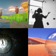 A collage of four Cordero photos, two taken in the game, two taken in the outside world.